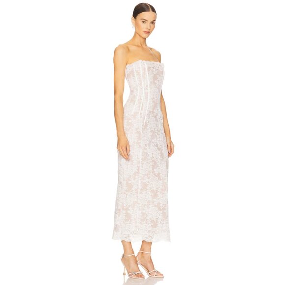 V. Chapman Capulet Strapless Corset Chantilly Lace Midi Dress *Hemmed* Size 8 - Picture 6 of 10